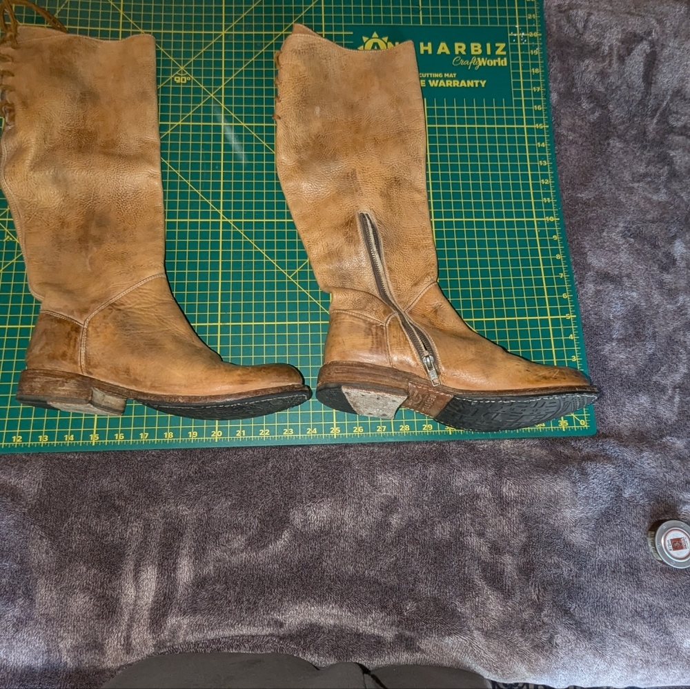 Beautiful Bed Stu boho boots wide calf, size 10, tan